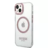 iPhone 14 Plus Guess Transparent MagSafe kompatibilis tok rózsaszín -3666339069759 1 kép