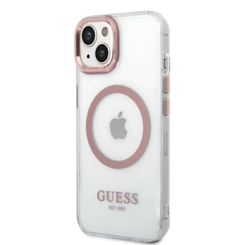 iPhone 14 Plus Guess Transparent MagSafe kompatibilis tok rózsaszín -3666339069759 1 kép