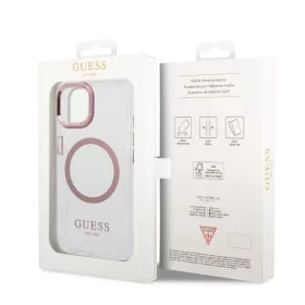 iPhone 14 Plus Guess Transparent MagSafe kompatibilis tok rózsaszín -3666339069759 2 kép