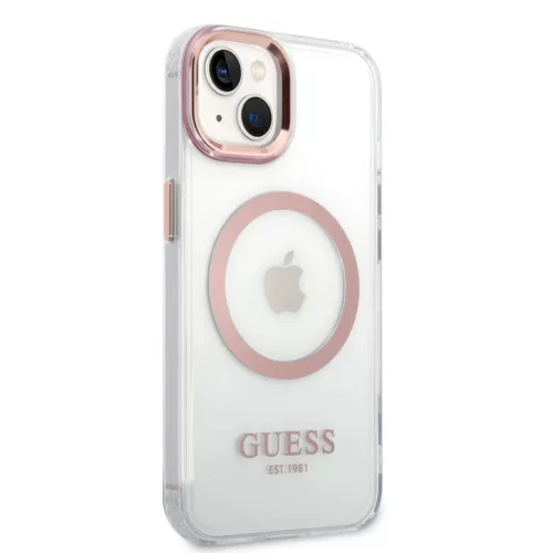iPhone 14 Plus Guess Transparent MagSafe kompatibilis tok rózsaszín -3666339069759 3 kép
