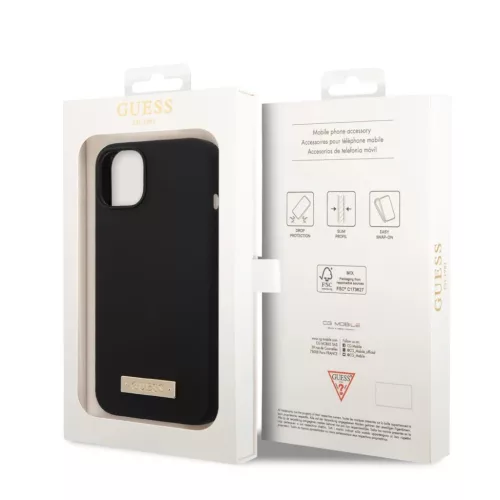 iPhone 14 Plus Guess Silicone Metal Logo MagSafe kompatibilis tok feke-3666339070236 2 kép
