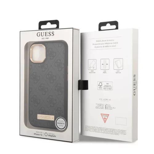 iPhone 14 Plus Guess PU 4G MagSafe kompatibilis tok fekete (GUHMP14MU4-3666339069872 2 kép