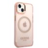 iPhone 14 Guess Translucent MagSafe kompatibilis tok rózsaszín (GUHM-3666339069667 2 kép