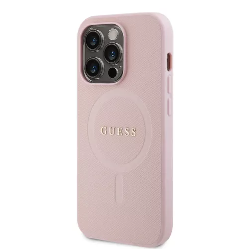 iPhone 15 Pro Guess PU Saffiano MagSafe tok rózsaszín (GUHMP15LPSAHM-3666339156206 4 kép