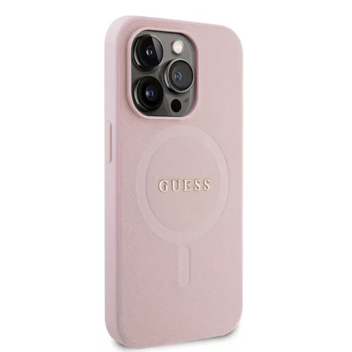 iPhone 15 Pro Guess PU Saffiano MagSafe tok rózsaszín (GUHMP15LPSAHM-3666339156206 6 kép