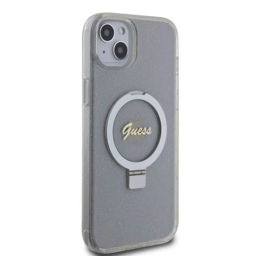 iPhone 15 Plus Guess IML Ring Stand Glitter MagSafe tok átlátszó (G-3666339156619 1 kép