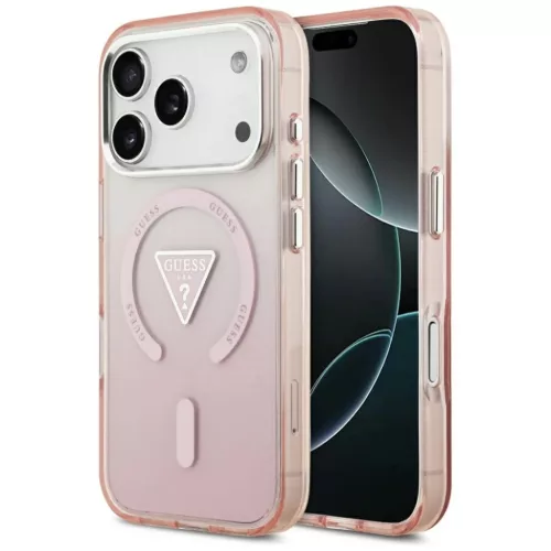 iPhone 17 Pro Guess IML Gradient Triangle Logo MagSafe rózsaszín tok-3666339516338 2 kép