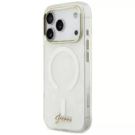 iPhone 17 Pro Max Guess IML Shell Script Metal MagSafe tok fehér-3666339592158 2 kép