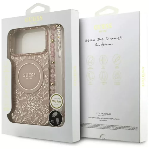 iPhone 17 Pro Max Guess IML Flowers Electro Pearl Pántos MagSafe tok -3666339526061 8 kép