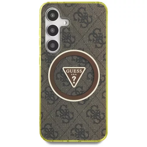 Samsung Galaxy S25 Guess 4G Glitter Triangle Buttons MagSafe barna tok-3666339449599 3 kép