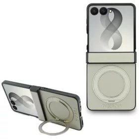    Samsung Galaxy Z Flip8 bézs Guess Magnetic Ring Stand Grained Classic Logo MagSafe tok