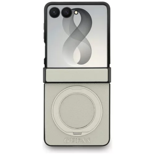  Samsung Galaxy Z Flip8 bézs Guess Magnetic Ring Stand Grained Classi-3666339662790 2 kép