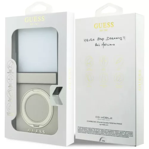  Samsung Galaxy Z Flip8 bézs Guess Magnetic Ring Stand Grained Classi-3666339662790 7 kép