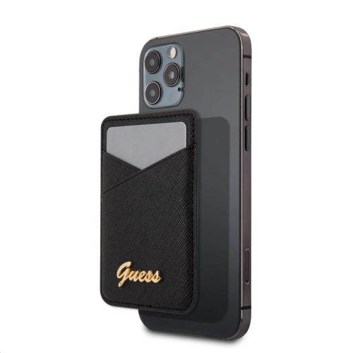 Guess GUWMSSASLBK Saffiano Metal Logo hátlapi MagSafe kártyatartó f-3666339006785 1 kép