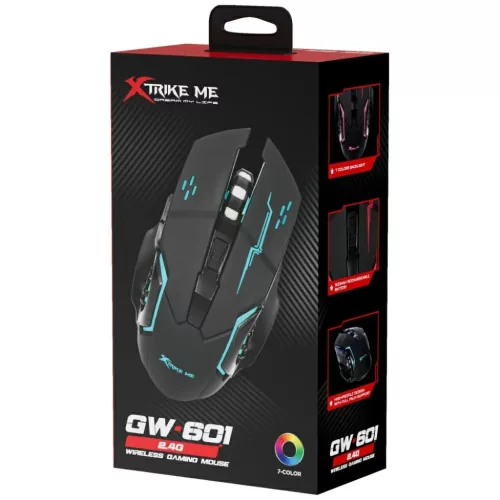 XTRIKE ME Vezeték nélküli gaming egér GW-601 fekete-6932391938102 7 kép