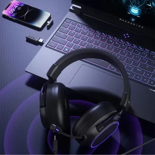 Machenike GX30PRO Vezeték nélküli Over-Ear Gamer Fejhallgató - Fek-6975971296674 8 kép