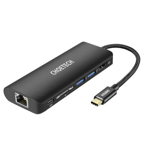 Choetech HUB adapter USB Type-C 6in1 100W PD fekete (HUB-M05)-6971824970654 1 kép