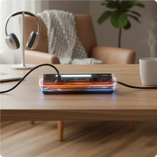 Huslog Vertikális elosztó LED-del USB-A, USB-C porttal-5902983641445 8 kép