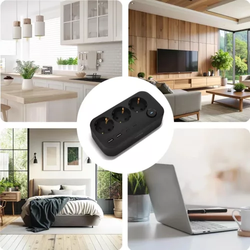Huslog HUS1056 Hálózati elosztó telefontartóval USB-A, USB-C portt-5902983641483 6 kép