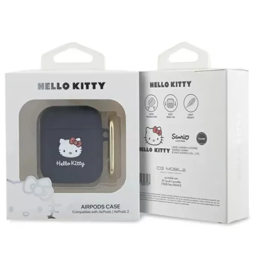 Hello Kitty Szilikon 3D Cica Fej tok AirPods 1/2 - fekete-3666339189631 3 kép