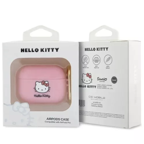 Hello Kitty Szilikon 3D Kitty Fej tok az AirPods Pro-hoz - rózsaszín-3666339189686 3 kép