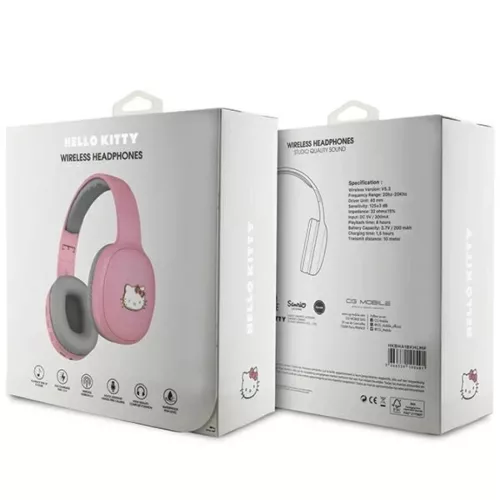 Hello Kitty Rózsaszín Metal Logo Bluetooth on-ear fejhallgató-3666339190491 4 kép