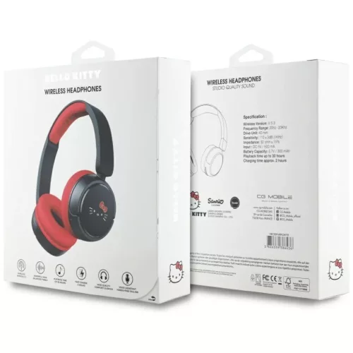 Hello Kitty Piros Face Logo Bluetooth On-Ear Fejhallgatók-3666339386436 5 kép