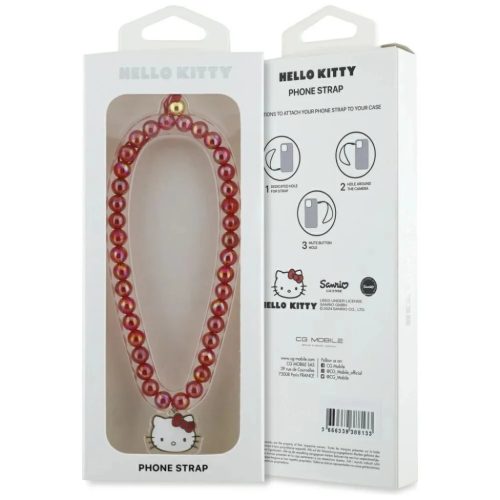  Telefondísz Hello Kitty Gyöngyös Kitty Fej - Piros-3666339388102 4 kép