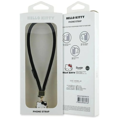  Telefon Amulett Hello Kitty Nylon Zsinór Kitty Fej - Fekete-3666339388133 3 kép
