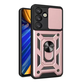   Samsung Galaxy S25 Páncélos Hybrid Armor Camshield kameravédővel és fém gyűrűvel - rózsaszín tok