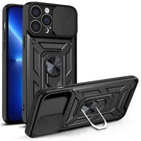  Hybrid Armor Camshield tok iPhone 13 Pro kameravédővel fekete