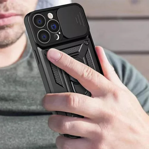 Hybrid Armor Camshield tok iPhone 13 Pro kameravédővel fekete-9145576267974 4 kép