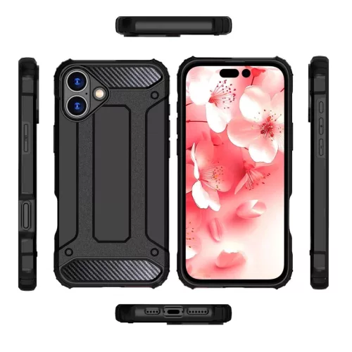 Hibrid Páncél iPhone 16 Tok - Fekete-5907769365218 4 kép