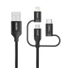Choetech 3in1 MFI kábel USB - USB Type C / micro USB / Lightning (3A / 480 Mbps) 1.2m fekete (IP0030-BK)