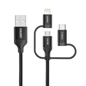  Choetech 3in1 MFI kábel USB - USB Type C / micro USB / Lightning (3A / 480 Mbps) 1.2m fekete (IP0030-BK)