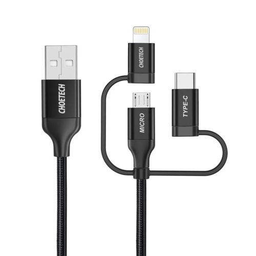 Choetech 3in1 MFI kábel USB - USB Type C / micro USB / Lightning (3A -6971824971620 1 kép