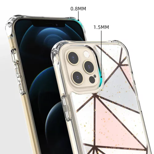 iPhone 12 Pro Max TPU szilikon tok geometriai mintával Alphajack (EPO- 4 kép