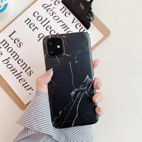 iPhone 13 IMD márvány mintás tok fekete Alphajack- 1 kép