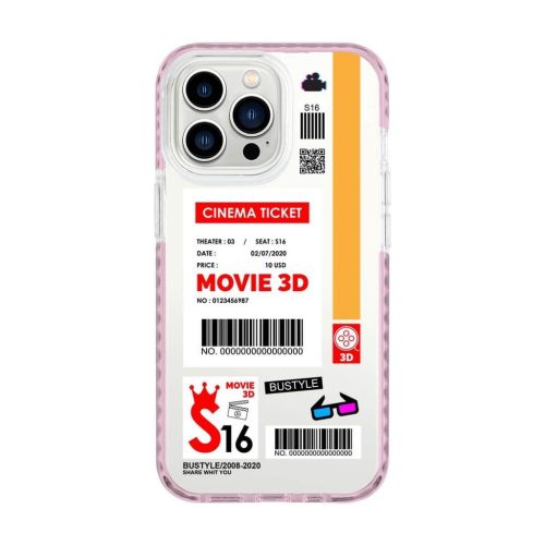 iPhone 13 átlátszó TPU tok Cinema Ticket mintával Alphajack- 4 kép