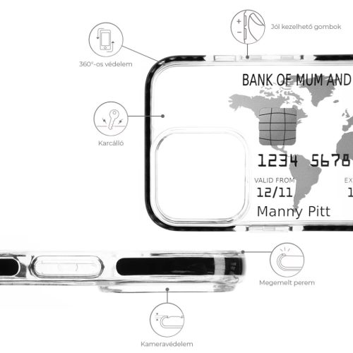 iPhone 13 átlátszó TPU tok Cinema Ticket mintával Alphajack- 3 kép