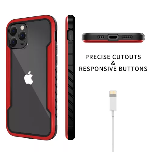 iPhone 13 Pro átlátszó TPU Shield tok alumínium kerettel piros üt- 2 kép