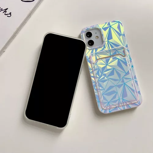 iPhone 13 Pro TPU tok színjátszó gyémánt mintával, kártyatartó- 2 kép