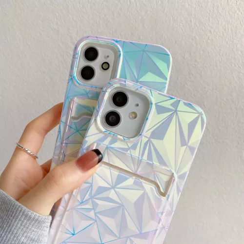 iPhone 13 Pro TPU tok színjátszó gyémánt mintával, kártyatartó- 4 kép