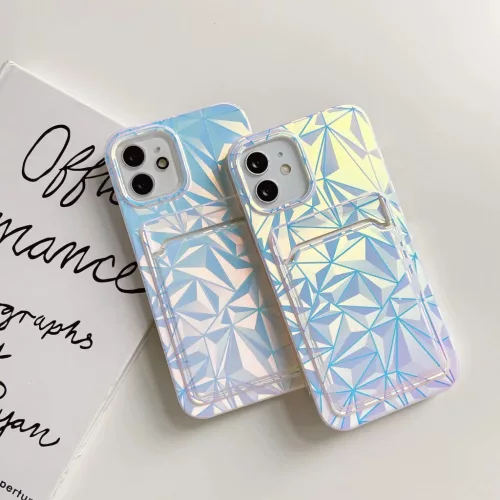 iPhone 13 Pro TPU tok színjátszó gyémánt mintával, kártyatartó- 7 kép