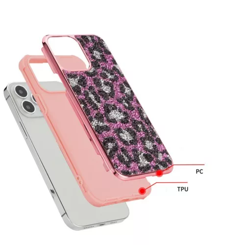 iPhone 13 Pro Diamond tok leopárd mintával rózsaszín színben Alph- 3 kép