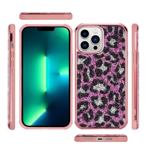 iPhone 13 Pro Diamond tok leopárd mintával rózsaszín színben Alph- 4 kép