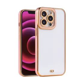 iPhone 13 Pro átlátszó tok rózsaszín és arany színű kerettel A- 1 kép