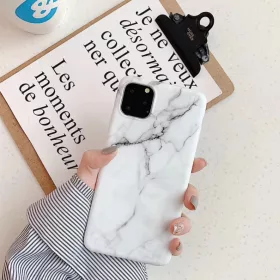 iPhone 13 Pro IMD márvány mintás tok fehér Alphajack- 1 kép
