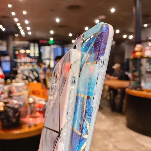 iPhone 13 Pro TPU szilikon tok márvány mintával rózsaszín Alphaja- 6 kép