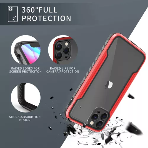 iPhone 13 Pro Max átlátszó TPU Shield tok alumínium kerettel piros- 4 kép